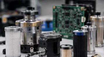 Industrial printer filters, pump components and a circuit board